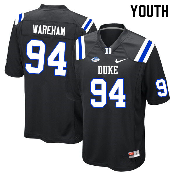 Youth #94 Collin Wareham Duke Blue Devils College Football Jerseys Sale-Black